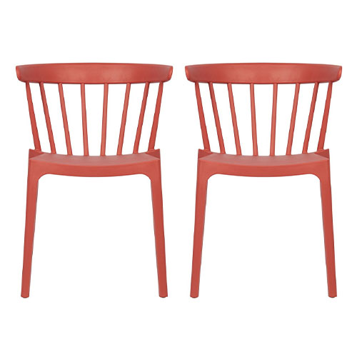 Lot de 2 chaises de jardin en résine rouge pastèque - Bliss