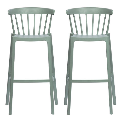 Lot de 2 tabourets de bar en plastique vert jade - Collection Bliss - Woood
