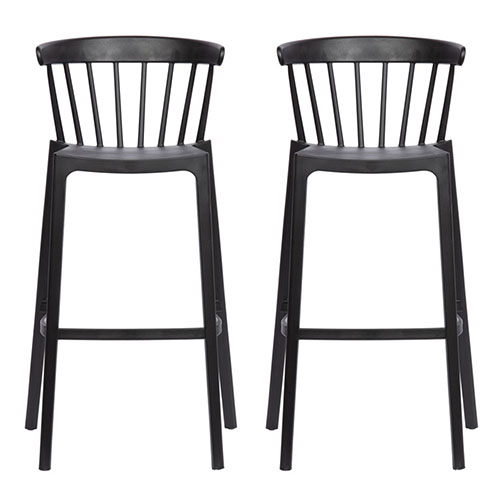 Lot de 2 tabourets de bar en plastique noir - Bliss