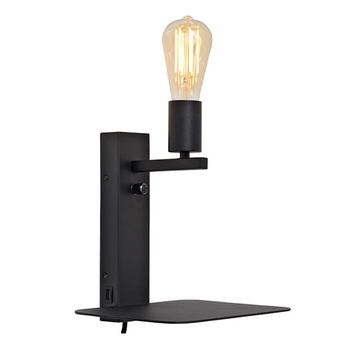 Lampe Etagère Murale USB Noir Florence - Applique murale Pas Cher