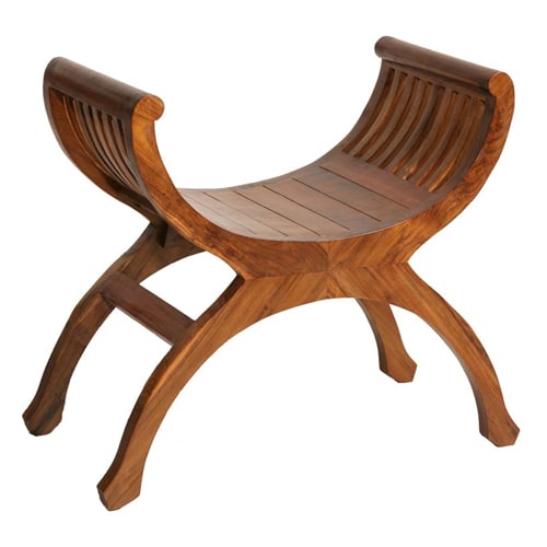 Tabouret colonial en teck - Collection Api