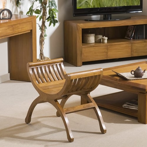 Tabouret colonial en teck - Collection Api