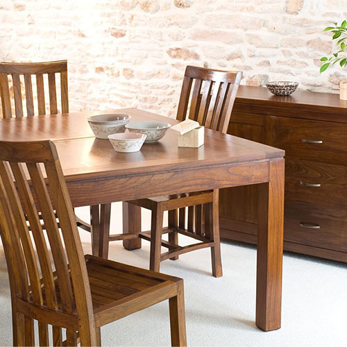 Table à manger carrée extensible en mindi - Lauren