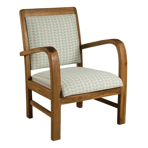 Fauteuil en teck et coton imprimé pétales - Collection Dak