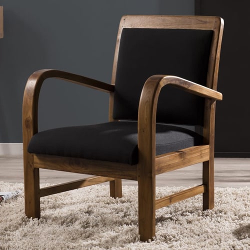 Fauteuil en teck et coton noir - Collection Dak