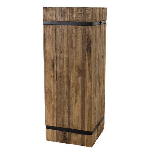 Table d'appoint carrée L en teck recyclé cerclé de métal - Sam
