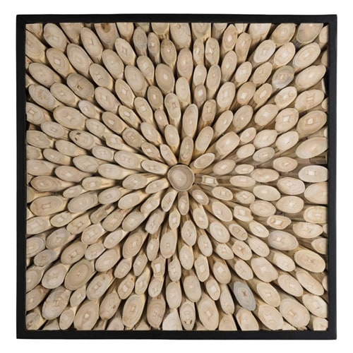 Décoration murale carrée 60x60cm en branches teck nature - Sam
