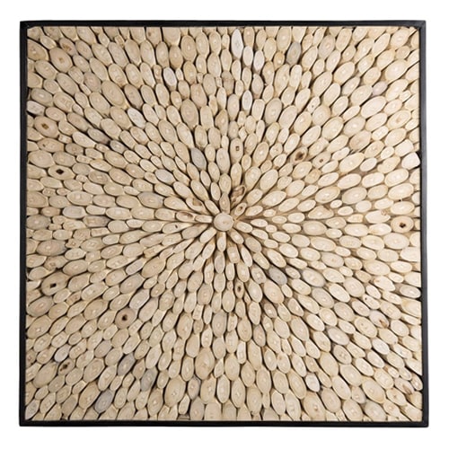 Décoration murale carrée 100x100cm en branches teck nature - Sam