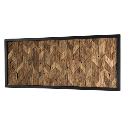 Décoration murale rectangulaire mozaïc zig-zag en teck nature - Collection Sam