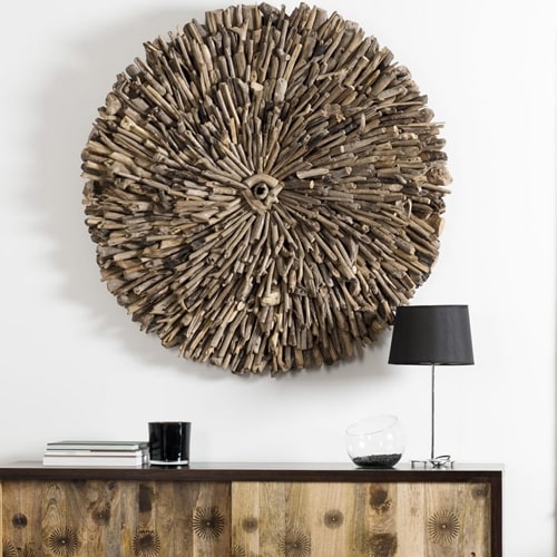 Décoration murale ronde 120cm en bois flotté - Collection Sam
