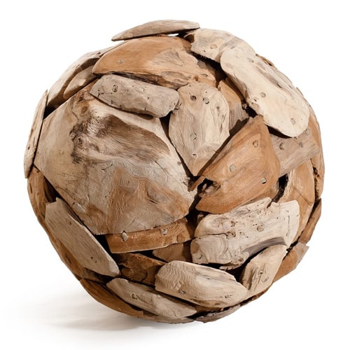 Boule déco en bois nature - Collection Wally