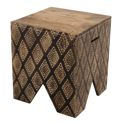 Tabouret carré en manguier Ko-mak - Collection Indra