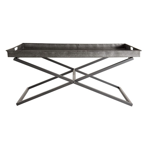 Table basse plateau en zinc piètement tréteau en métal - Collection Helena