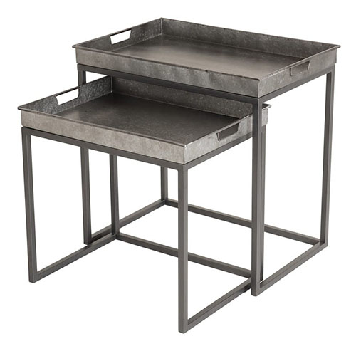 Lot de 2 tables gigognes plateau en zinc piètement en métal - Collection Helena