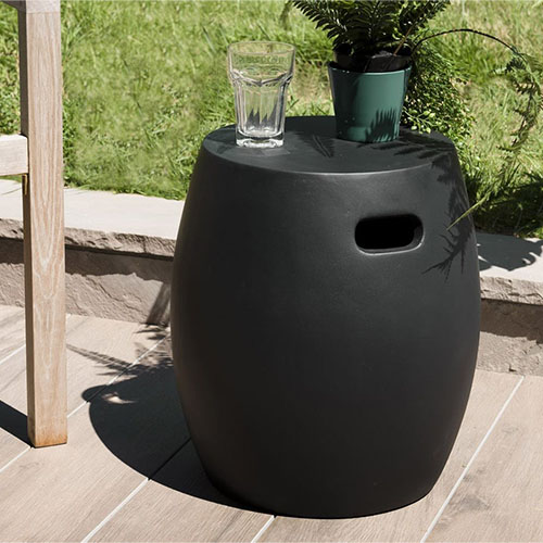 Table d'appoint de jardin ronde béton 43x43 cm noir - Victor