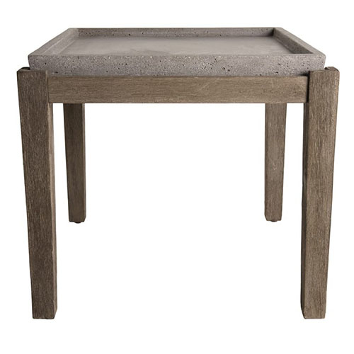 Table d'appoint de jardin carrée 50cm en béton piètement en acacia - Collection Victor