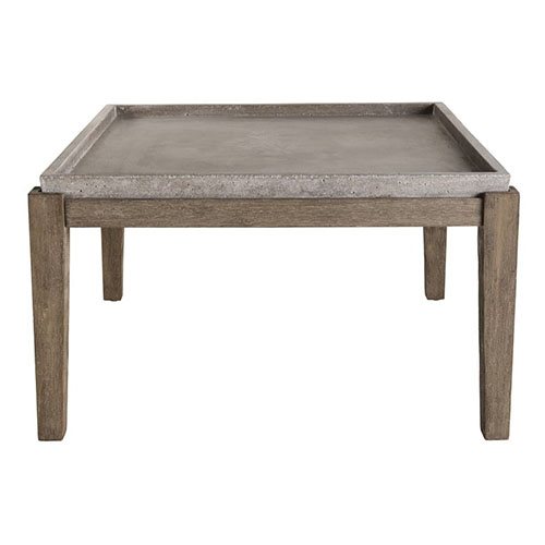 Table basse de jardin carrée 80cm en béton piètement en acacia - Collection Victor