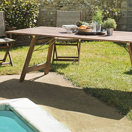 Table de jardin 6 personnes rectangulaire pliante en acacia - Collection Vick