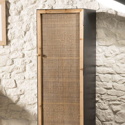 Armoire en métal 1 porte en rotin - Victoria