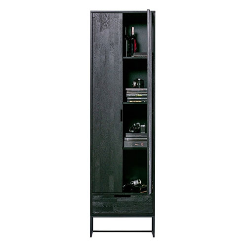 Armoire 2 portes 1 tiroir en bois noir - Collection Silas - Woood