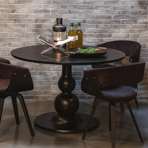 Table à manger ronde ø120cm en manguier noir - Collection Blanco - BePureHome