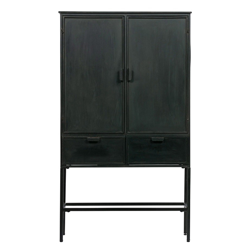 Meuble de rangement 2 portes 2 tiroirs en métal noir - Collection Wish - BePureHome