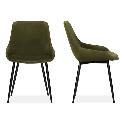 Lot de 2 chaises en velours vert - Collection Selin - Woood