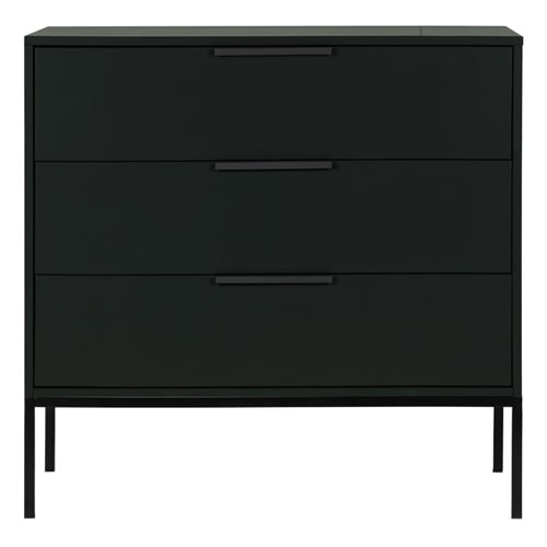 Commode 3 tiroirs en pin noir piètement en métal - Collection Adam - Woood