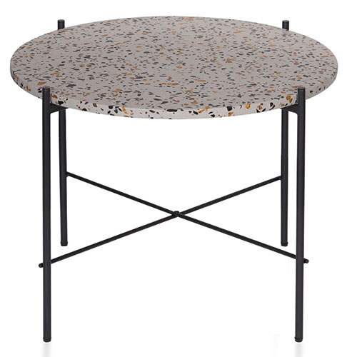 Table basse ?63cm en terrazzo piètement en métal noir - Collection Vayen - Woood