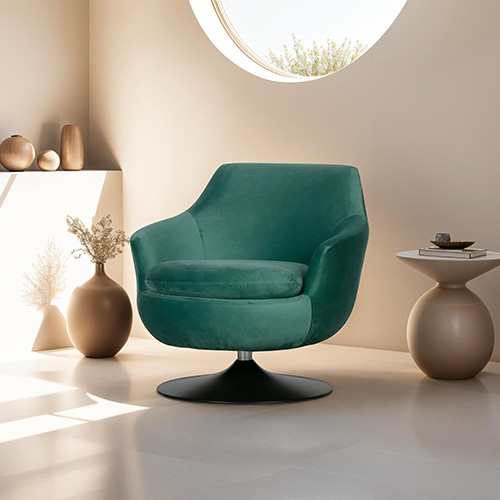 Fauteuil vintage en velours vert - Jada