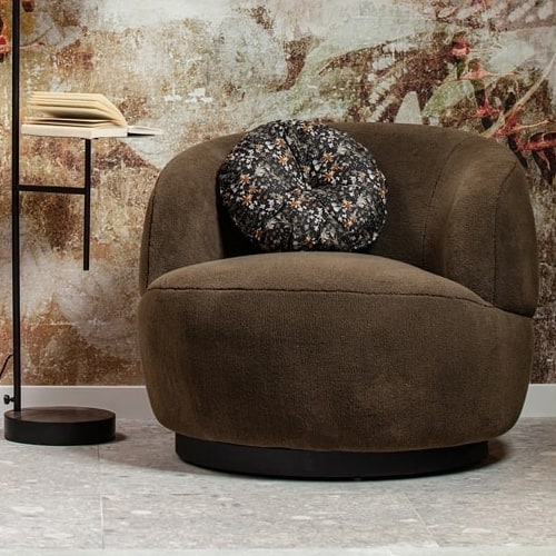 Fauteuil vintage effet peau de mouton vert - Collection Woolly - BePureHome