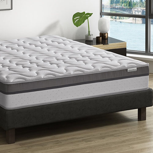 Ensemble matelas ressorts ensachés + sommier 140x190 Spring Pur Hbedding -Mousse effet mémoire de forme - Epaisseur 25 cm
