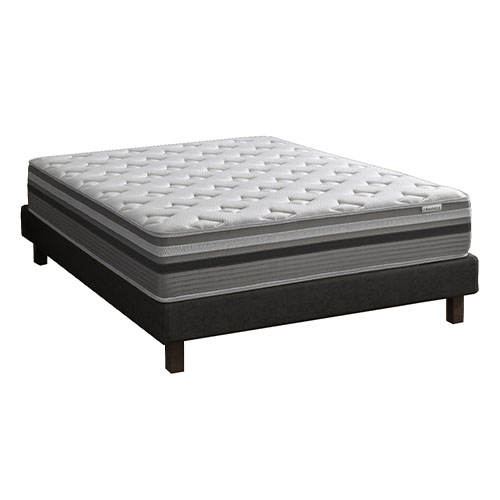 Ensemble matelas ressorts ensachés + sommier 140x190 Spring Premium Hbedding -Mousse effet mémoire de forme - Epaisseur 30cm