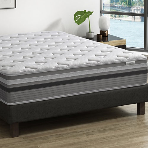 Ensemble matelas ressorts ensachés + sommier 140x190 Spring Premium Hbedding -Mousse effet mémoire de forme - Epaisseur 30cm