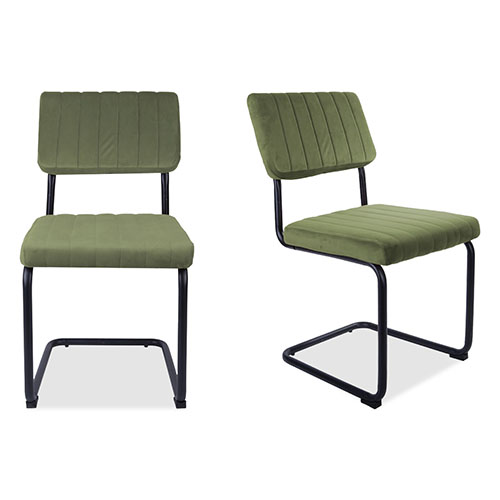 Lot de 2 chaises en velours vert gazon - Keen