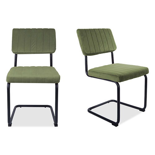 Lot de 2 chaises en velours vert gazon - Collection Keen - Leitmotiv