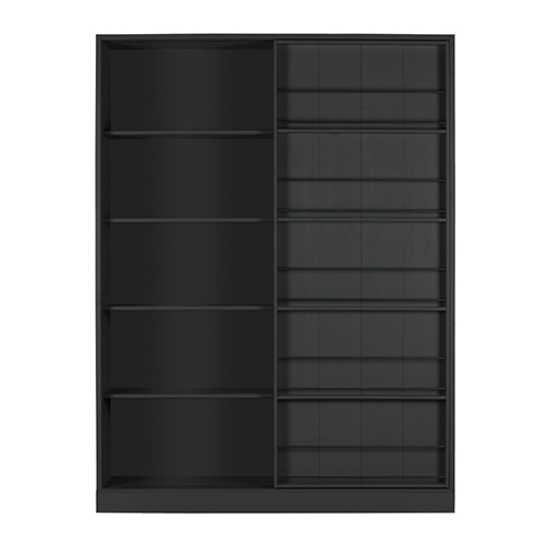 Armoire 1 porte coulissante en pin mat noir - Collection Swing - Woood