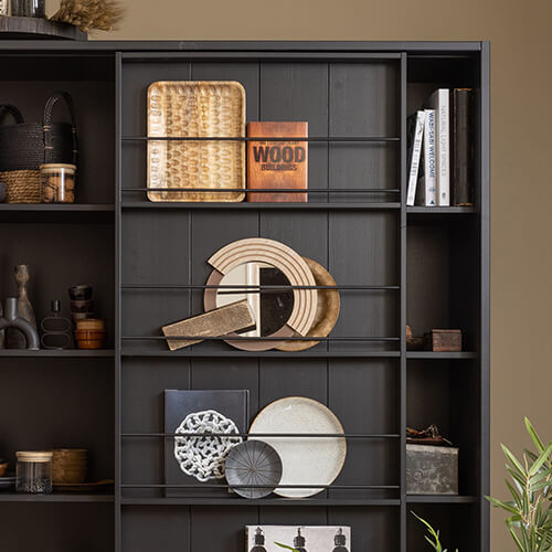 Armoire 1 porte coulissante en pin mat noir - Collection Swing - Woood
