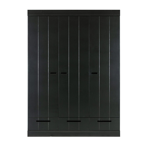 Armoire 3 portes 3 tiroirs en pin noir - Collection Connect - Woood