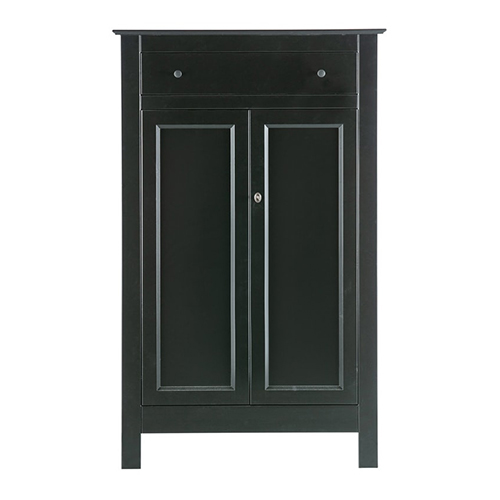 Armoire 2 portes 1 tiroir en pin laqué noir - Collection Eva - Woood