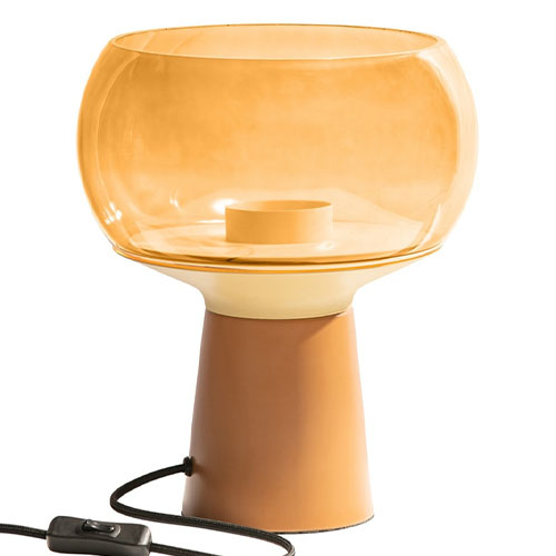 Lampe de table champignon en verre orange - Mushroom
