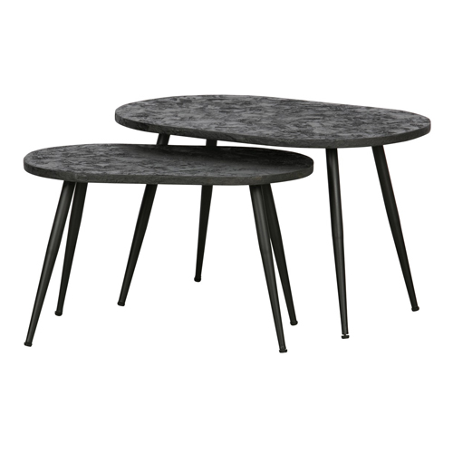 Lot de 2 tables gigognes en contreplaqué noir - Collection Lay - BePureHome