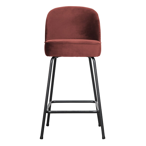 Tabouret de bar 65cm en velours noisette - Collection Vogue - BePureHome