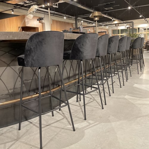 Tabouret de bar 65cm en velours noir - Vogue
