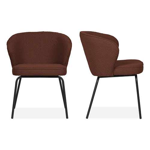 Lot de 2 chaises en velours bouclé noisette - Collection Admit - BePureHome