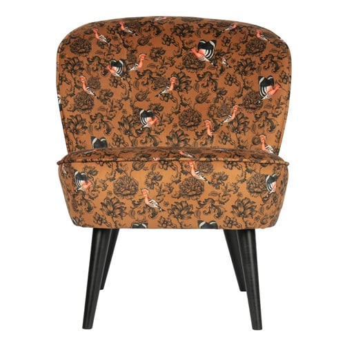 Fauteuil en velours imprimé oiseaux - Collection Sara - Woood