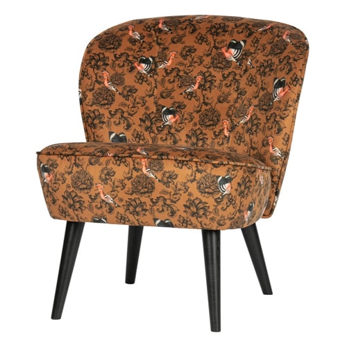 Fauteuil en velours imprimé oiseaux - Collection Sara - Woood