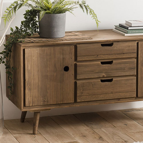 Buffet scandinave 2 portes 3 tiroirs en pin - Andy