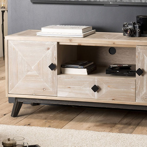 Meuble TV scandinave 2 portes 1 tiroir 1 niche - Collection Mandy