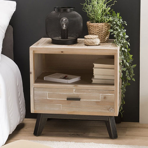 Chevet scandinave 1 tiroir 1 niche - Collection Mandy